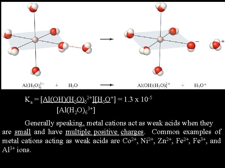 Ka = [Al(OH)(H 2 O)52+][H 3 O+] = 1. 3 x 10 -5 [Al(H