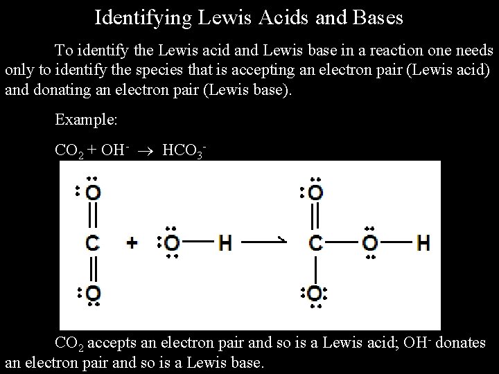Identifying Lewis Acids and Bases To identify the Lewis acid and Lewis base in