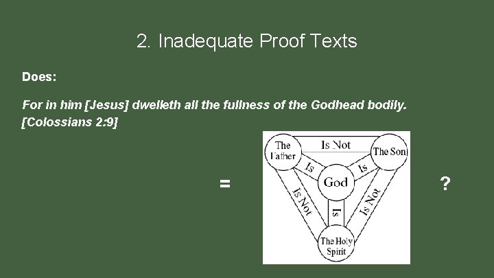2. Inadequate Proof Texts Does: For in him [Jesus] dwelleth all the fullness of