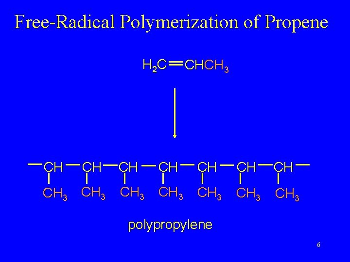 Free-Radical Polymerization of Propene H 2 C CH CH CH 3 CHCH 3 CH