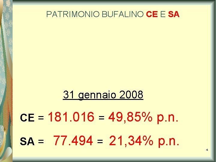 PATRIMONIO BUFALINO CE E SA 31 gennaio 2008 CE = 181. 016 = SA PATRIMONIO BUFALINO CE E SA 31 gennaio 2008 CE = 181. 016 = SA