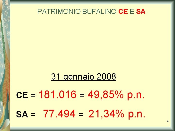 PATRIMONIO BUFALINO CE E SA 31 gennaio 2008 CE = 181. 016 = SA