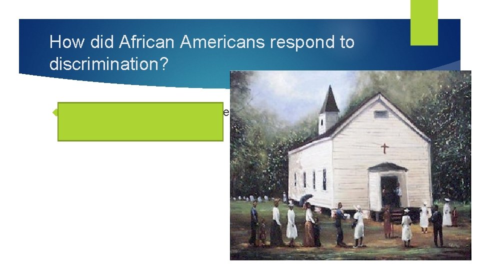 How did African Americans respond to discrimination? They started their own churches and publications