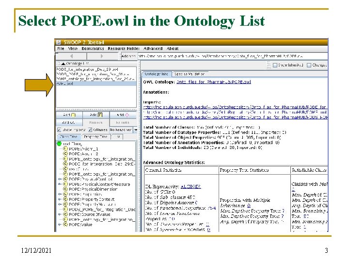 Select POPE. owl in the Ontology List 12/12/2021 3 