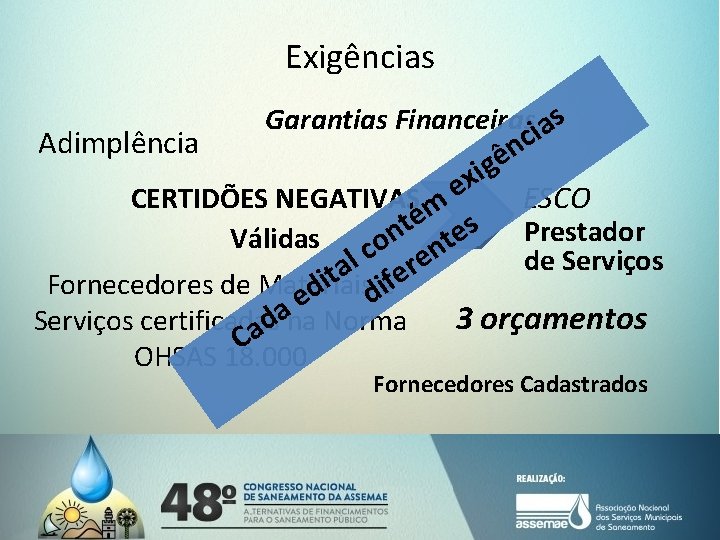 Exigências Adimplência Garantias Financeiras ias c n ê ig x ESCO CERTIDÕES NEGATIVAS m