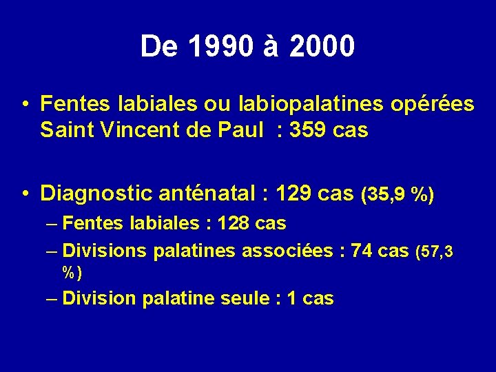 De 1990 à 2000 • Fentes labiales ou labiopalatines opérées Saint Vincent de Paul