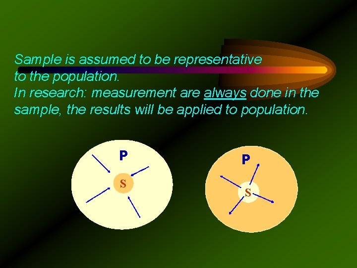 Sample is assumed to be representative to the population. In research: measurement are always