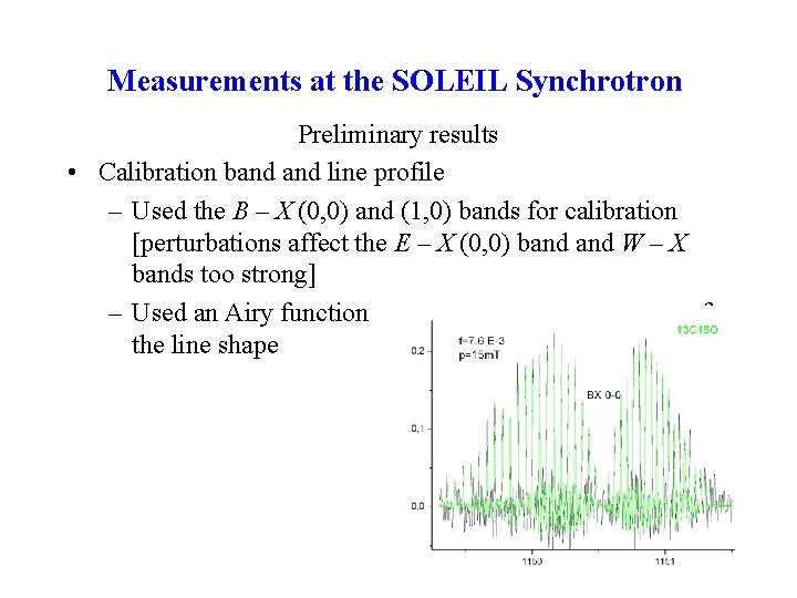 Measurements at the SOLEIL Synchrotron Preliminary results • Calibration band line profile – Used