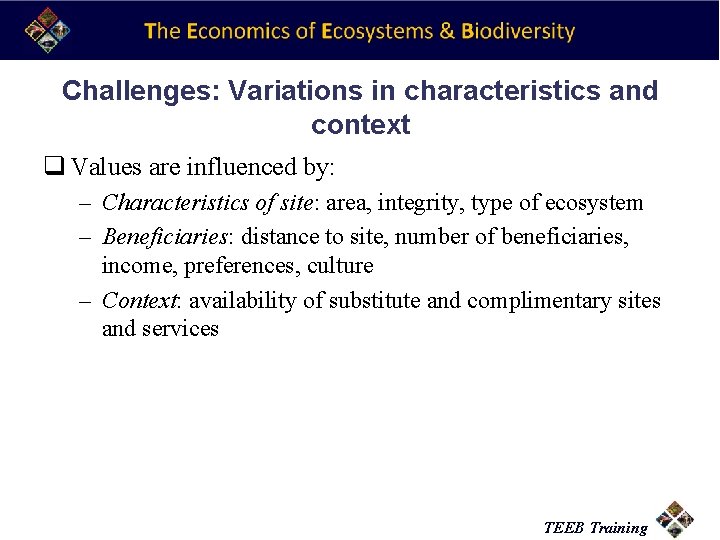 Challenges: Variations in characteristics and context q Values are influenced by: – Characteristics of