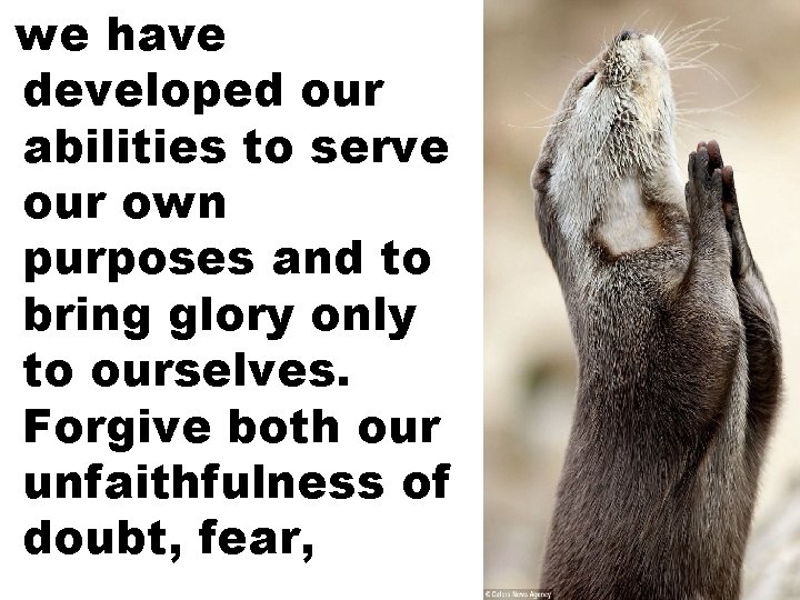 we have developed our abilities to serve our own purposes and to bring glory