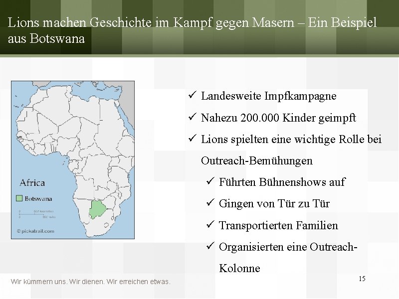 Lions machen Geschichte im Kampf gegen Masern – Ein Beispiel aus Botswana ü Landesweite