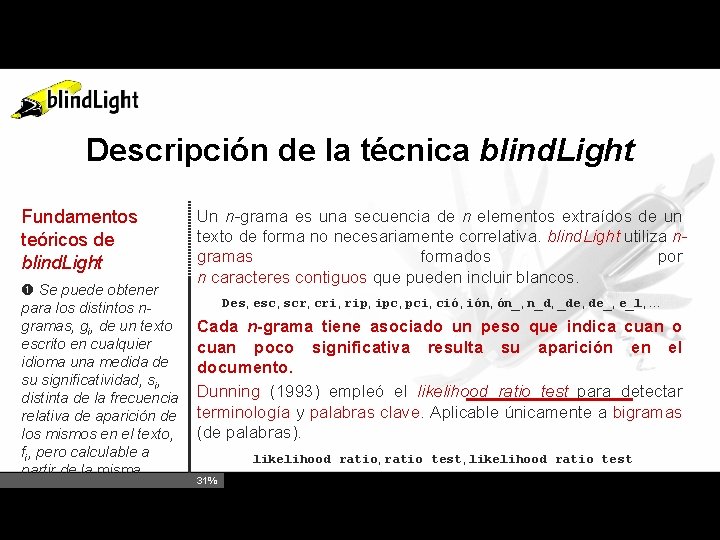 Descripción de la técnica blind. Light Fundamentos teóricos de blind. Light Se puede obtener