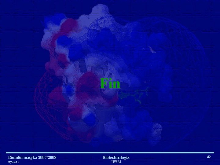 Fin Bioinformatyka 2007/2008 wykład 3 Biotechnologia UWM 42 