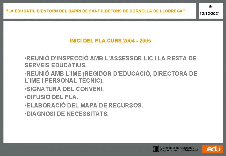 PLA EDUCATIU D’ENTORN DEL BARRI DE SANT ILDEFONS DE CORNELLÀ DE LLOBREGAT INICI DEL