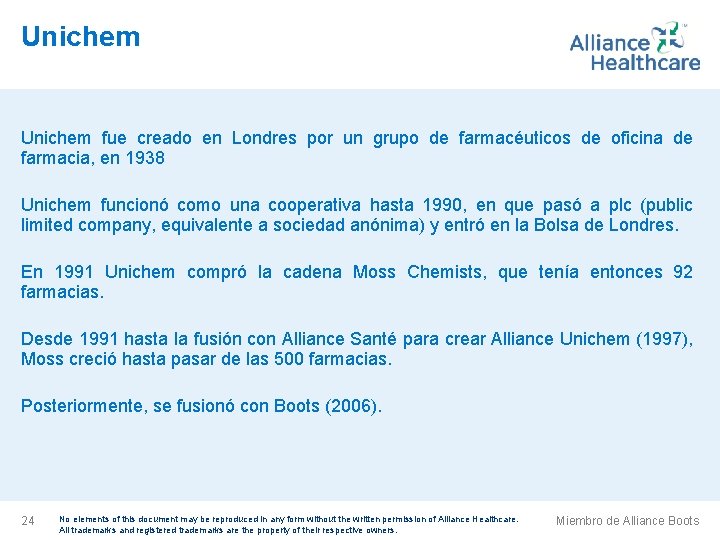 Unichem fue creado en Londres por un grupo de farmacéuticos de oficina de farmacia,