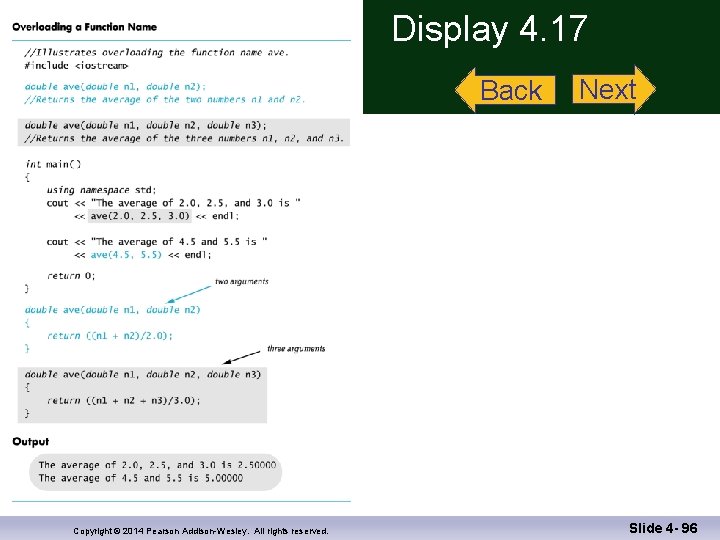 Display 4. 17 Back Copyright © 2014 Pearson Addison-Wesley. All rights reserved. Next Slide
