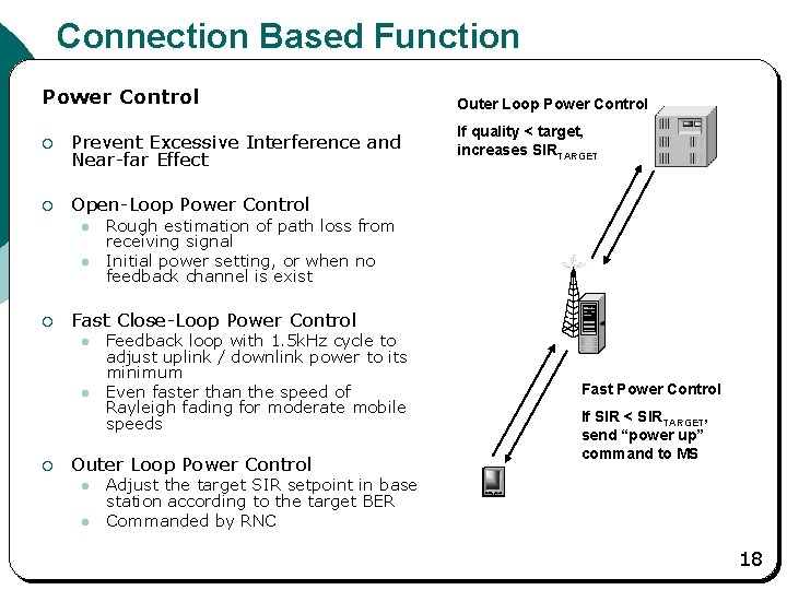 Connection Based Function Power Control ¡ Prevent Excessive Interference and Near-far Effect ¡ Open-Loop
