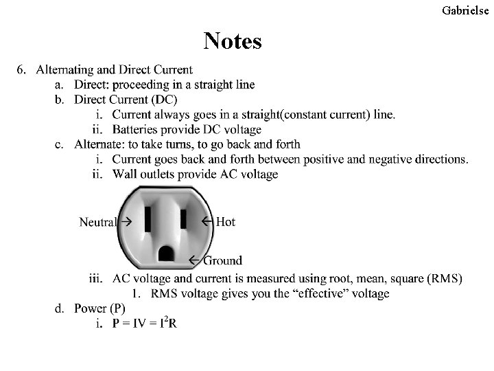 Gabrielse Notes 