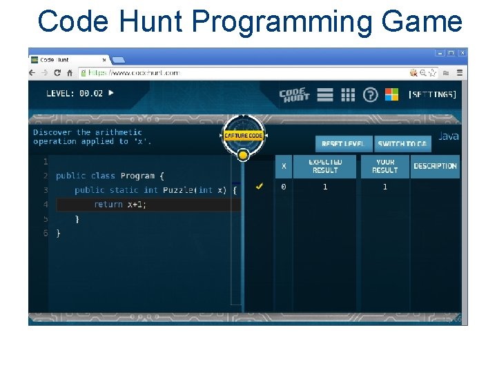 Code Hunt Programming Game 