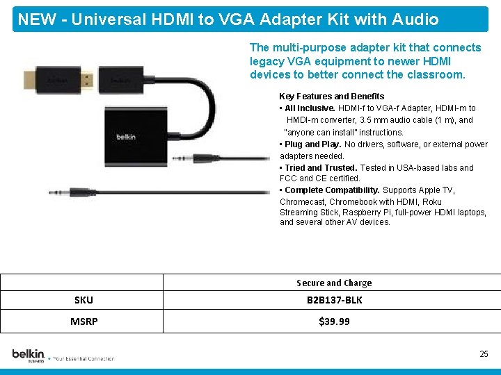 NEW - Universal HDMI to VGA Adapter Kit with Audio The multi-purpose adapter kit