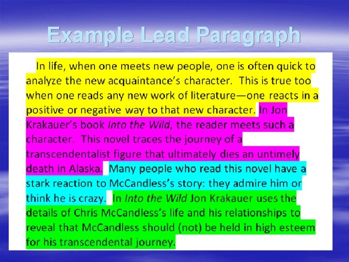 Example Lead Paragraph 