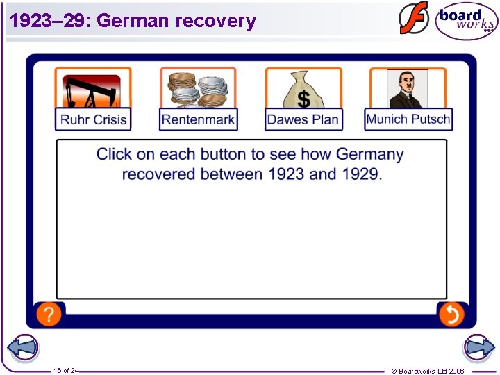 1923– 29: German recovery 16 of 24 © Boardworks Ltd 2006 