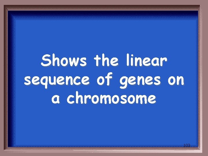 Shows the linear sequence of genes on a chromosome 103 