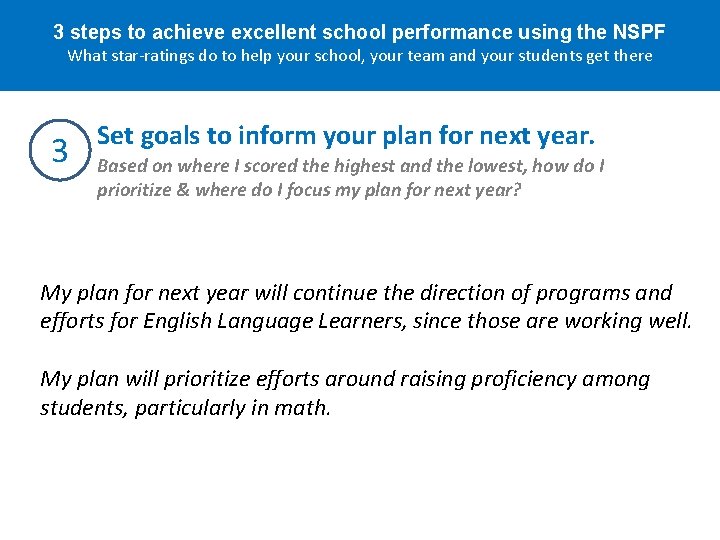 3 steps to achieve excellent school performance using the NSPF What star-ratings do to