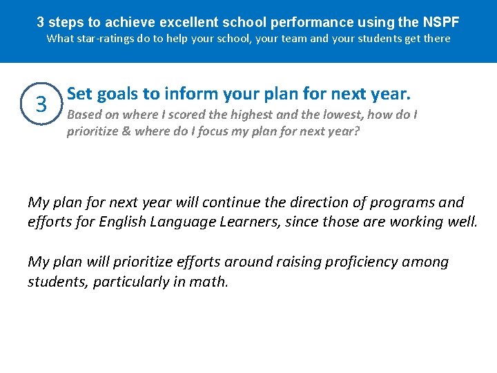 3 steps to achieve excellent school performance using the NSPF What star-ratings do to