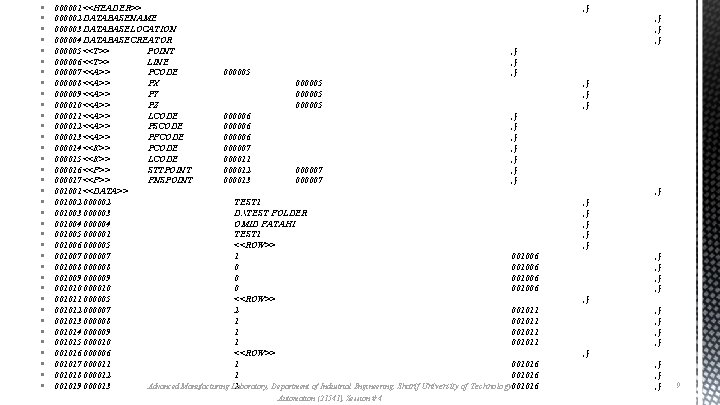 § § § § § § § § § 000001 <<HEADER>> 000002 DATABASENAME 000003