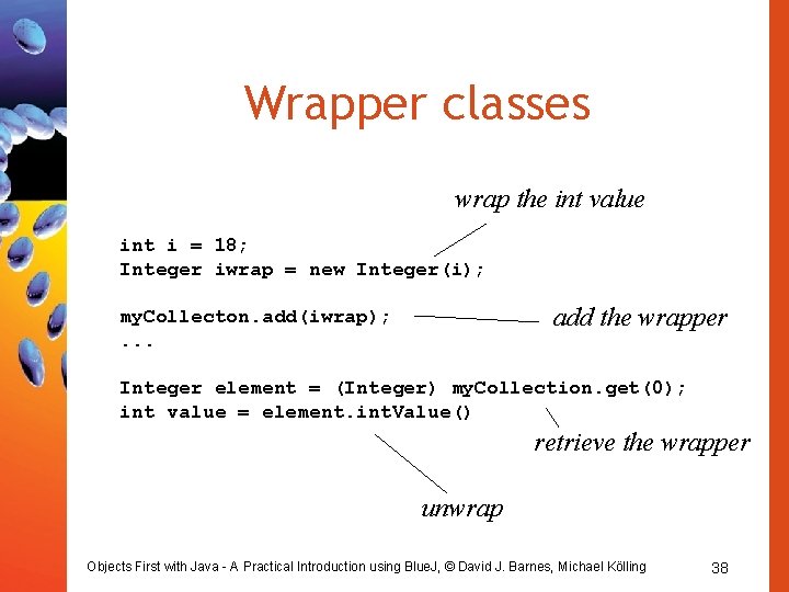 Wrapper classes wrap the int value int i = 18; Integer iwrap = new
