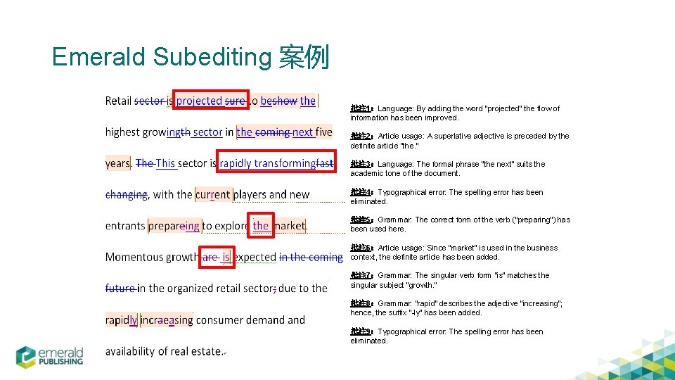 Emerald Subediting 案例 批注 1：Language: By adding the word “projected” the flow of information