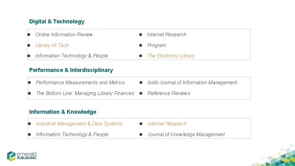 Digital & Technology l Online Information Review l Internet Research l Library Hi Tech