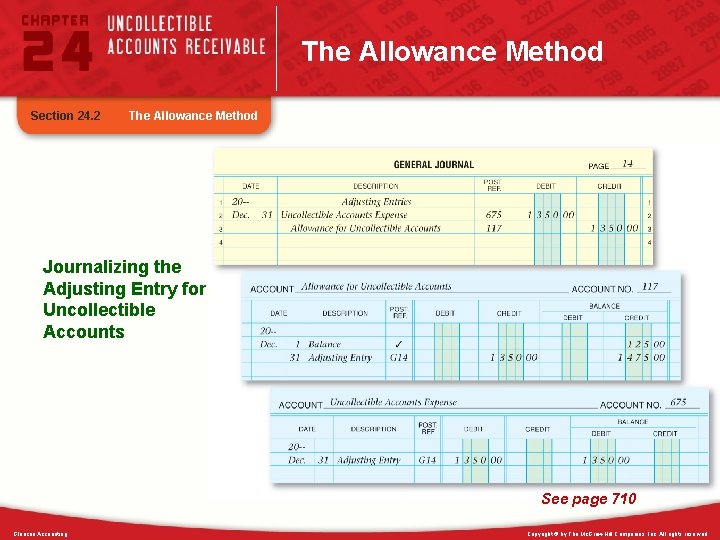 The Allowance Method Section 24. 2 The Allowance Method Journalizing the Adjusting Entry for