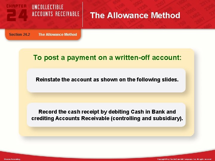 The Allowance Method Section 24. 2 The Allowance Method To post a payment on