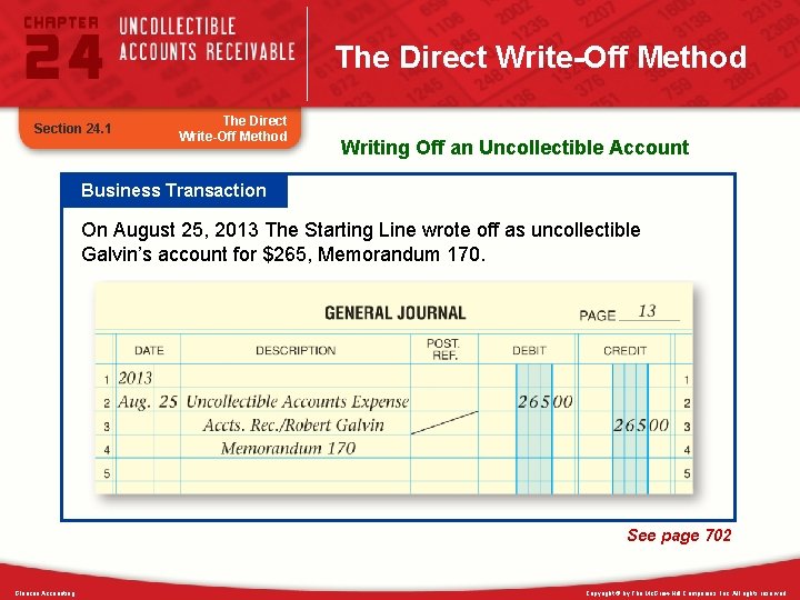 The Direct Write-Off Method Section 24. 1 The Direct Write-Off Method Writing Off an