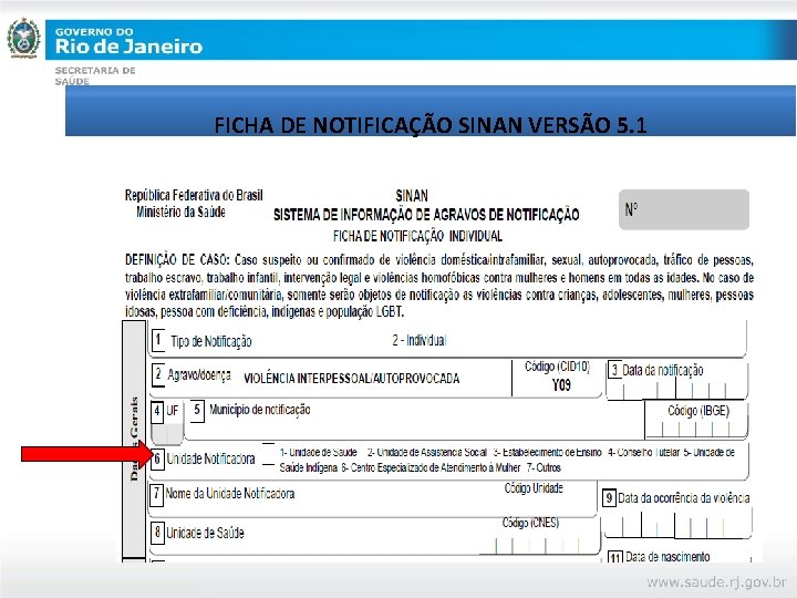 FICHA DE NOTIFICAÇÃO SINAN VERSÃO 5. 1 