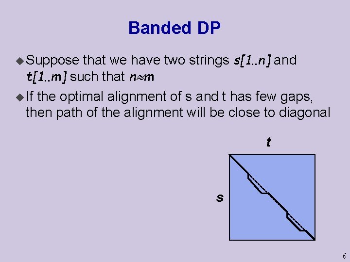 Banded DP that we have two strings s[1. . n] and t[1. . m]