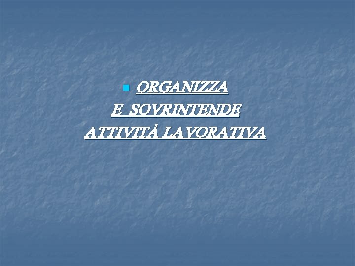 ORGANIZZA E SOVRINTENDE ATTIVITÀ LAVORATIVA n 