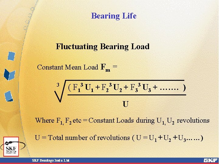 Bearing Life Fluctuating Bearing Load Constant Mean Load Fm = 3 ( F 13