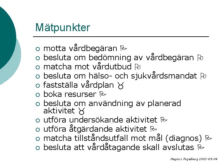 Mätpunkter ¡ ¡ ¡ motta vårdbegäran besluta om bedömning av vårdbegäran matcha mot vårdutbud