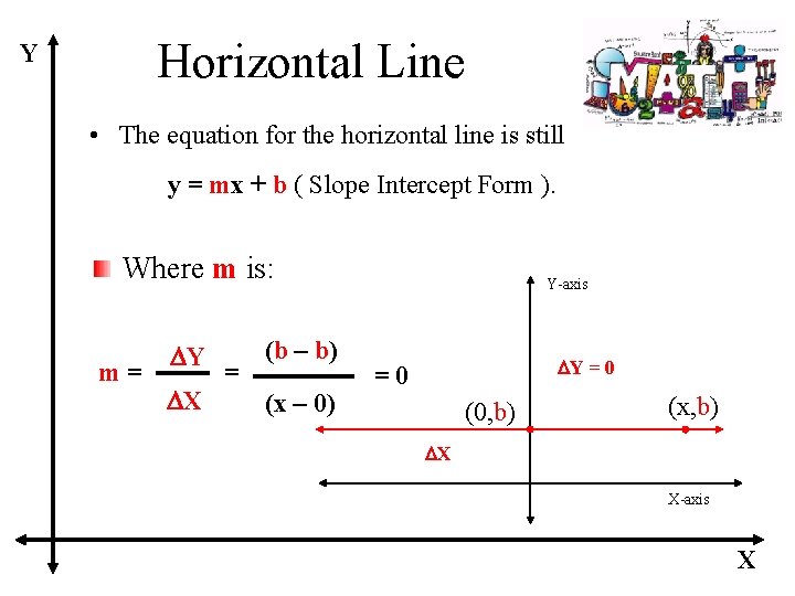 Horizontal Line Y • The equation for the horizontal line is still y =