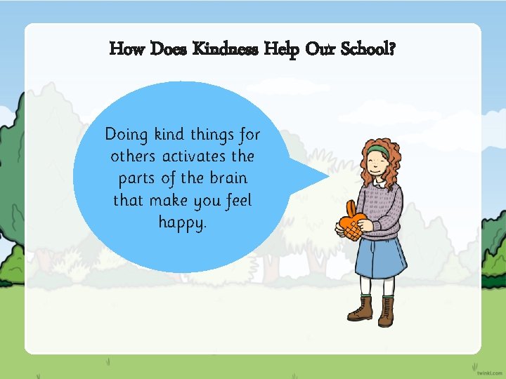 How Does Kindness Help Our School? Doing kind things for others activates the parts