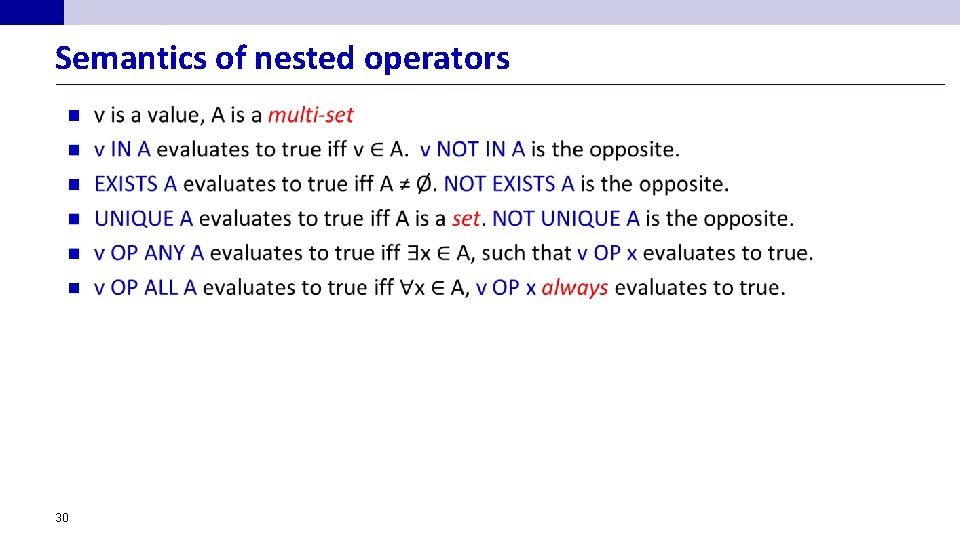 Semantics of nested operators n 30 