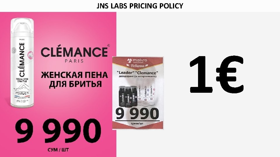 JNS LABS PRICING POLICY 1€ Copyright JNS LABS 2017. All rights reserved. 