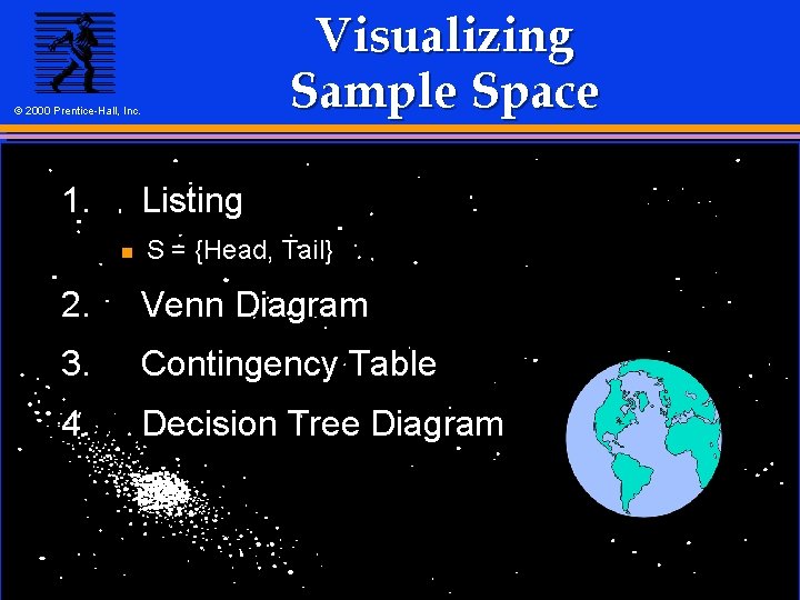 Visualizing Sample Space © 2000 Prentice-Hall, Inc. 1. Listing n S = {Head, Tail}