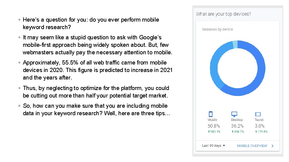 ◦ Here’s a question for you: do you ever perform mobile keyword research? ◦ ◦ Here’s a question for you: do you ever perform mobile keyword research? ◦