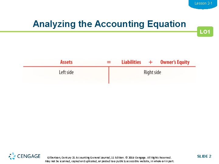 Lesson 2 -1 Analyzing the Accounting Equation Gilbertson, Century 21 Accounting General Journal, 11