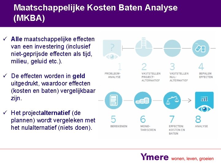 Maatschappelijke Kosten Baten Analyse (MKBA) ü Alle maatschappelijke effecten van een investering (inclusief niet-geprijsde