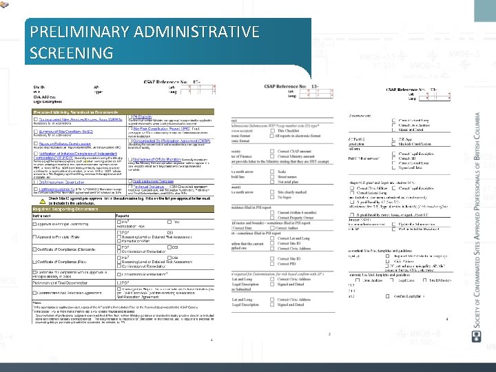 PRELIMINARY ADMINISTRATIVE SCREENING 